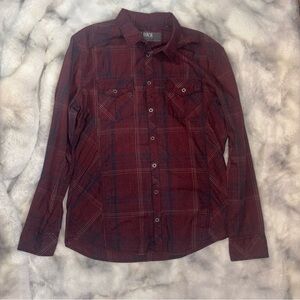 BKE Men's Red and Blue Checkered Shirt